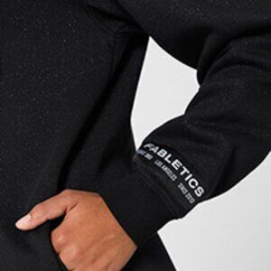 Fabletics-Cozy Fleece Hooded Onesie-Black w/Silver Metallic Speckles-Brand New!